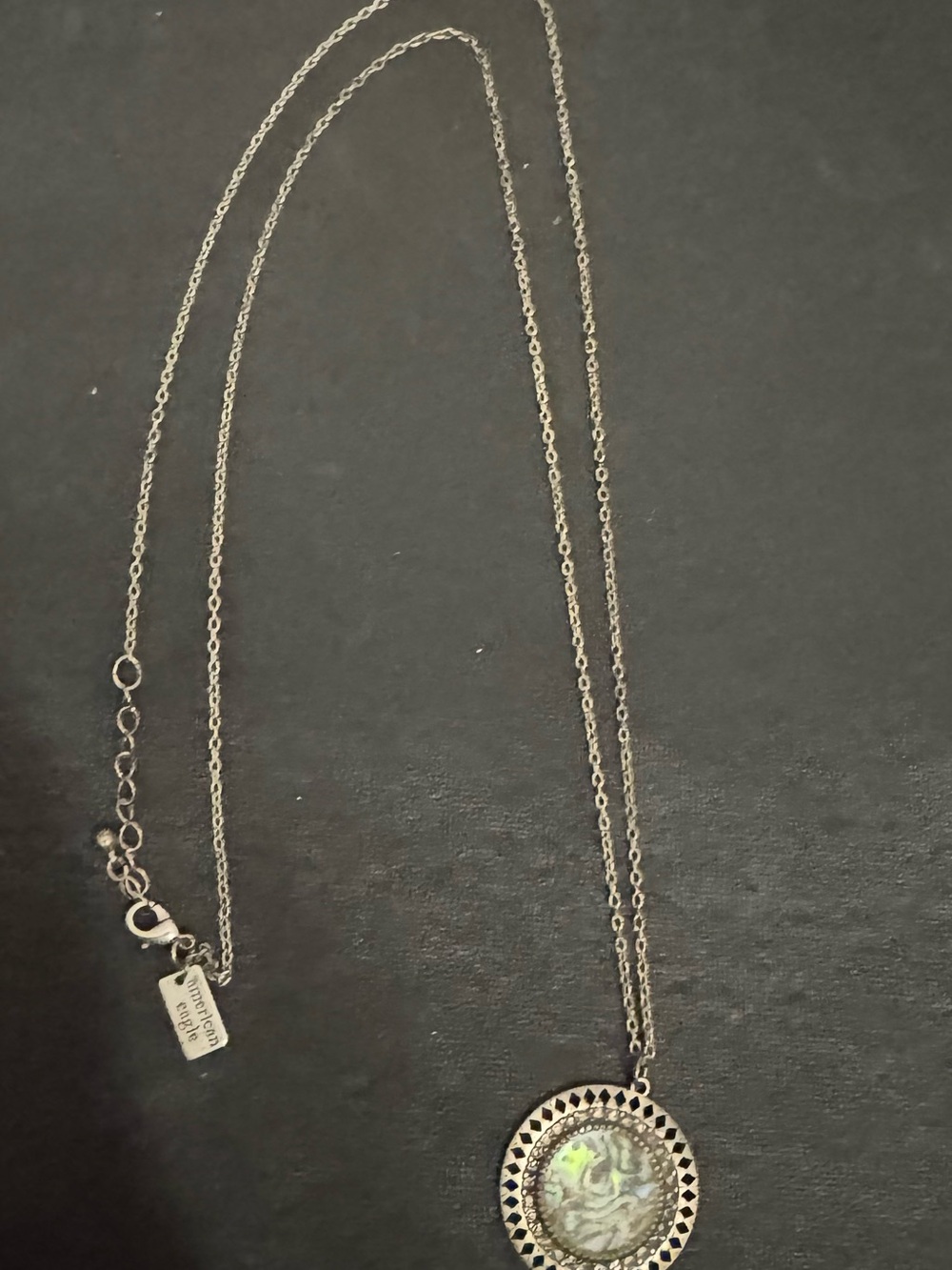 American Eagle Outfitters Silver Abalone-Style Pendant Necklace